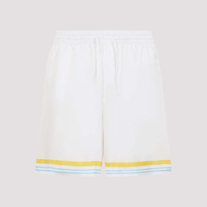 Flower Court Icon Shorts White Silk