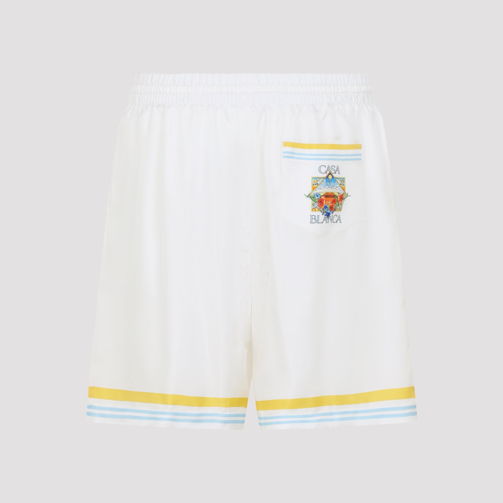 Flower Court Icon Shorts White Silk
