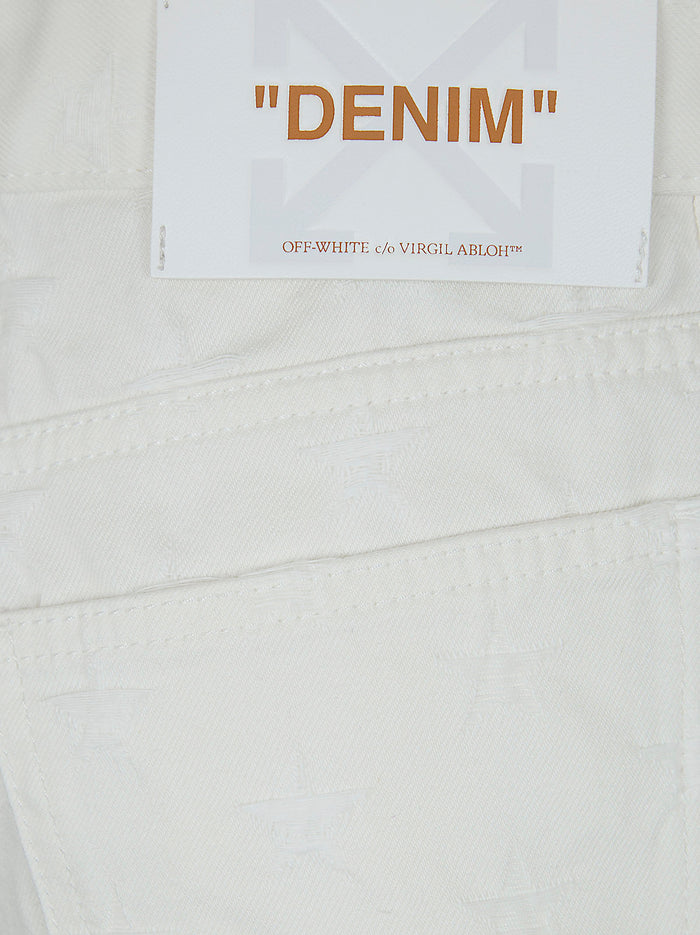 Star Jacq Doll Denim Shorts White Cotton