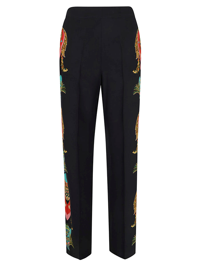 Womens Straight Leg Trousers Black Seta Pantaloni