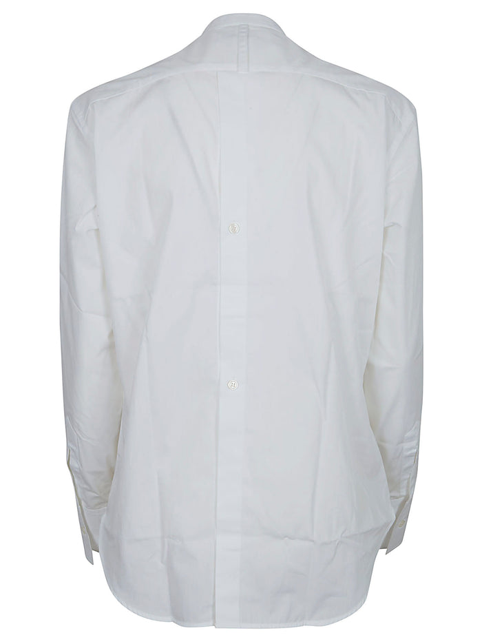 Bib Detail Shirt White Cotton Camicia