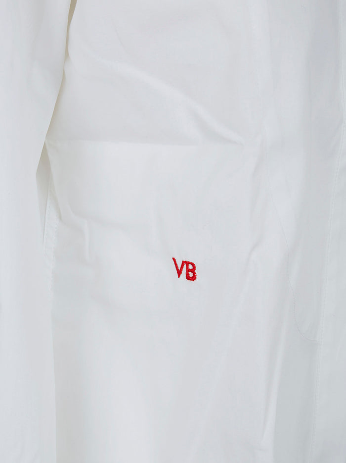 Bib Detail Shirt White Cotton Camicia
