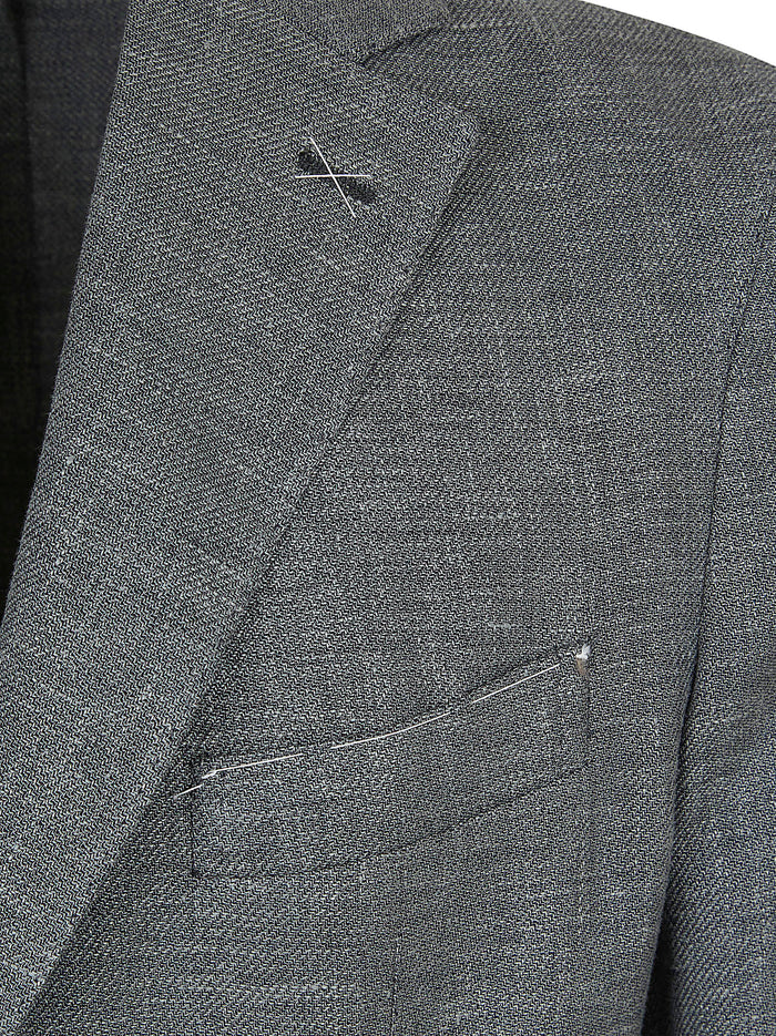 Abito Black Linen Wool Silk Elastane