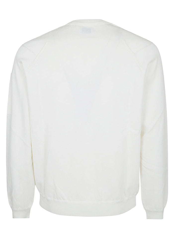Cotton Sea Island Crewneck Lens Knit White Maglia