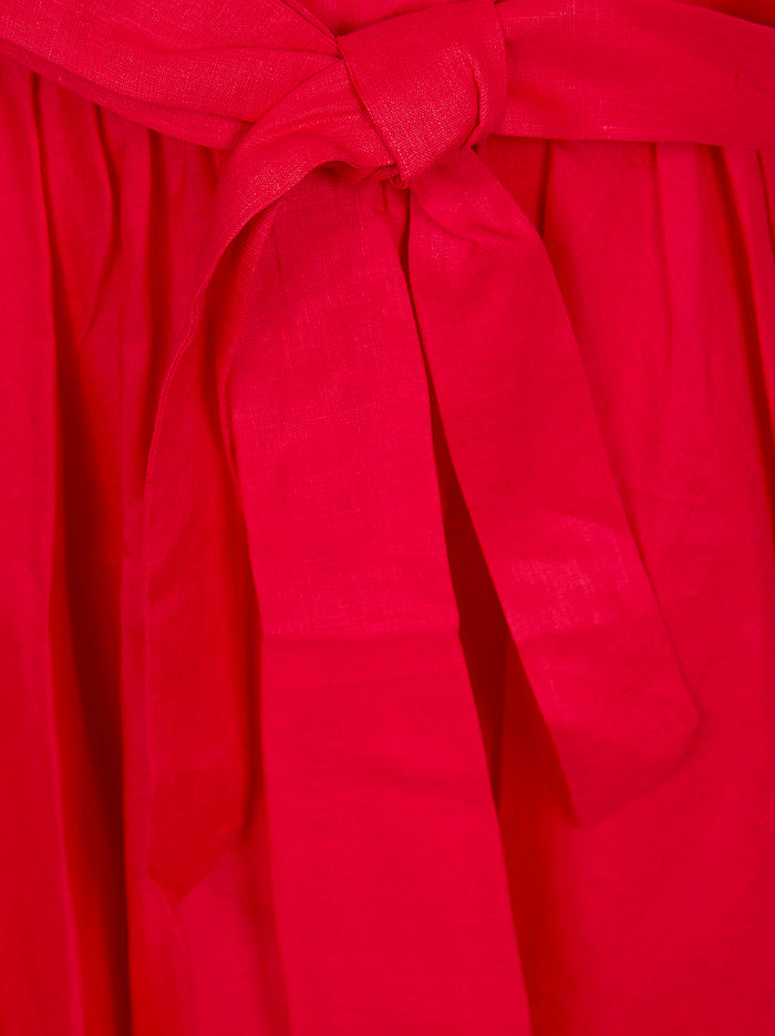 Patience Midi Dress Red Linen Abito