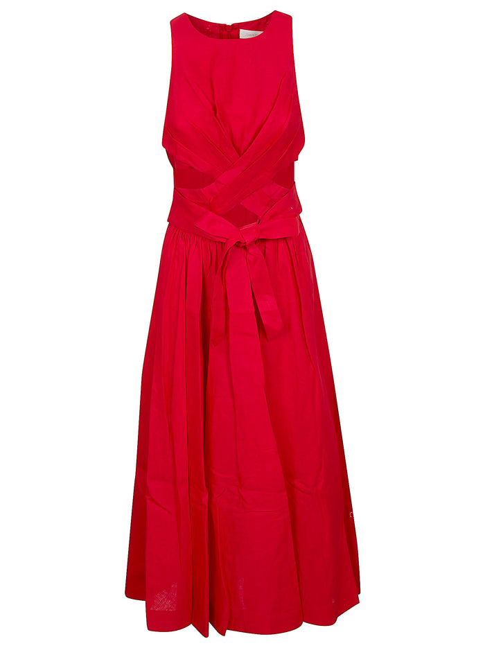 Patience Midi Dress Red Linen Abito