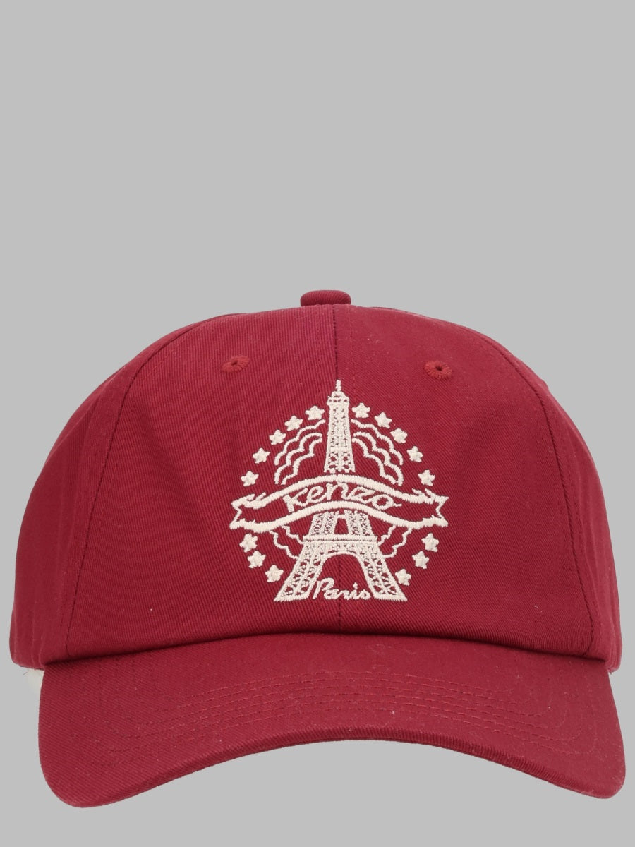 Baseball Cap Eiffel Tower Embroidery Bordeaux Cotton Hat