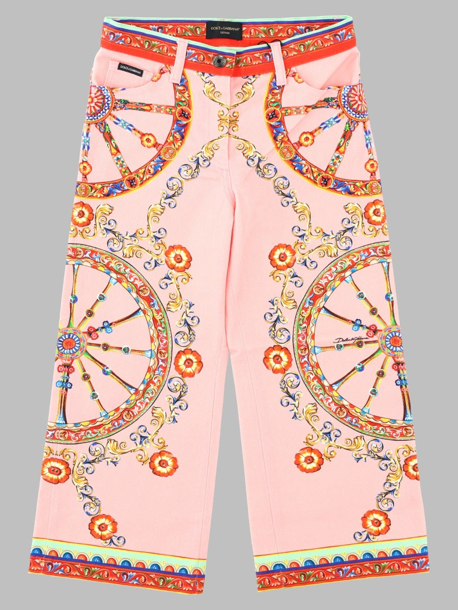5-Pocket Printed Cotton Trousers Multicolour