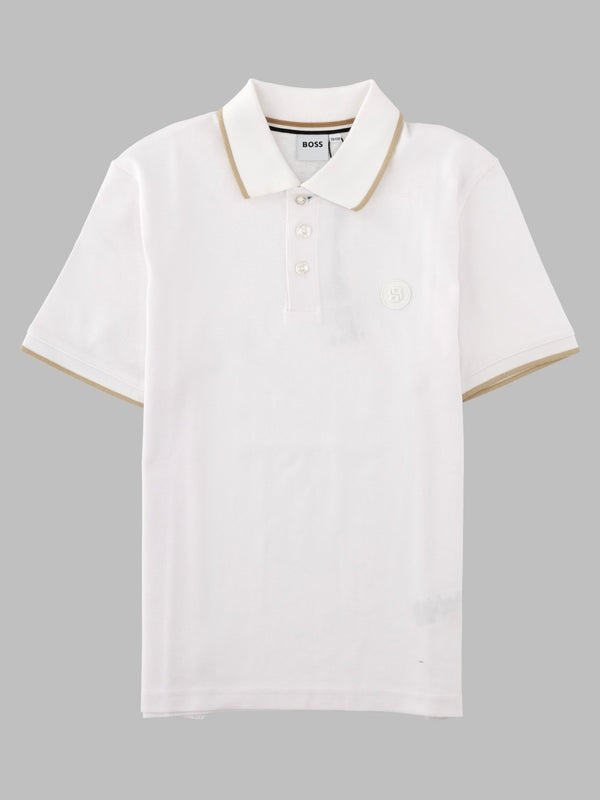 Polo Shirt With Logo Patch White Cotton T-shirts And Polos