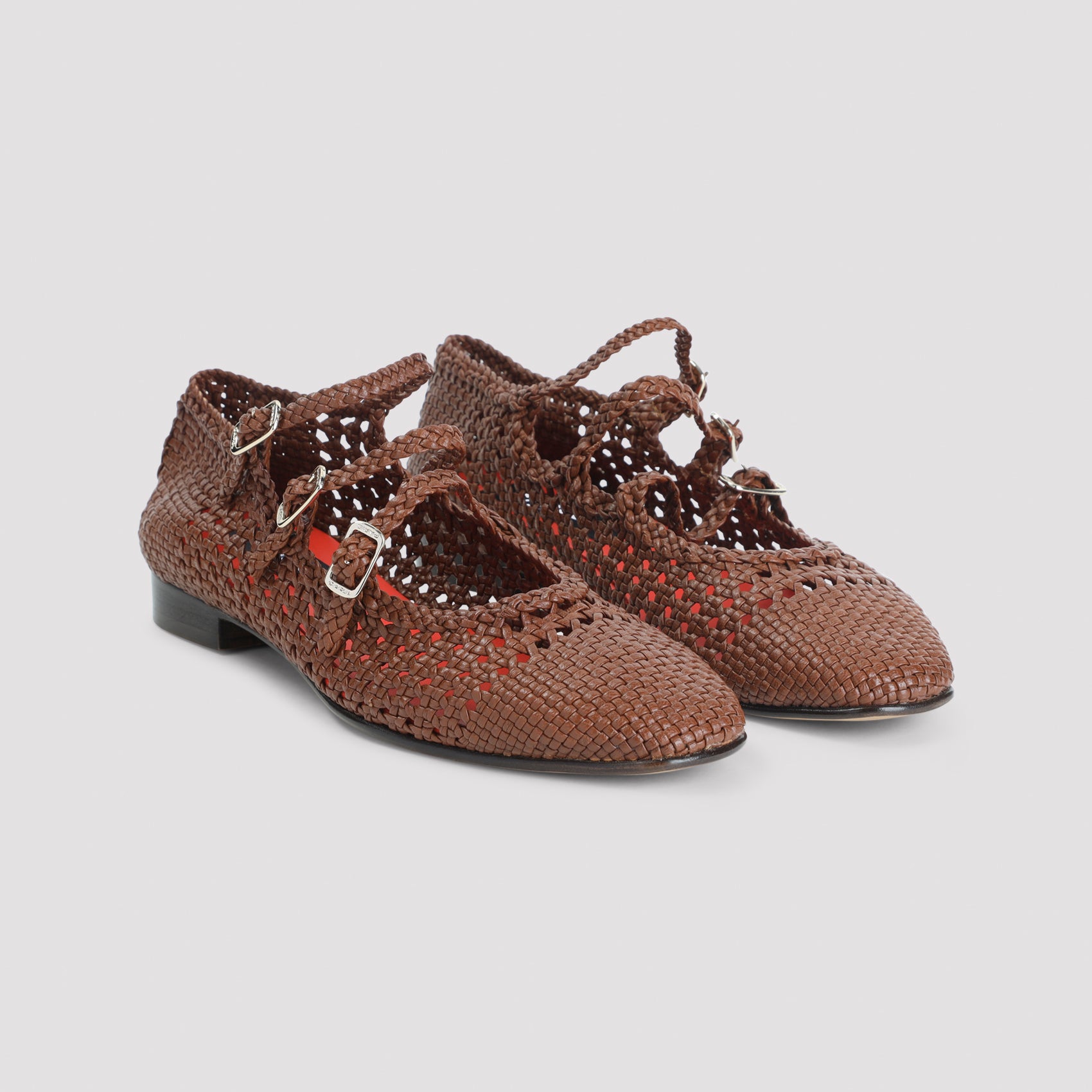 Ariana S. Braided Ballerinas Brown Leather Shoe
