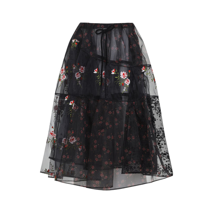 Patchwork Midi Skirt Black Polyamide
