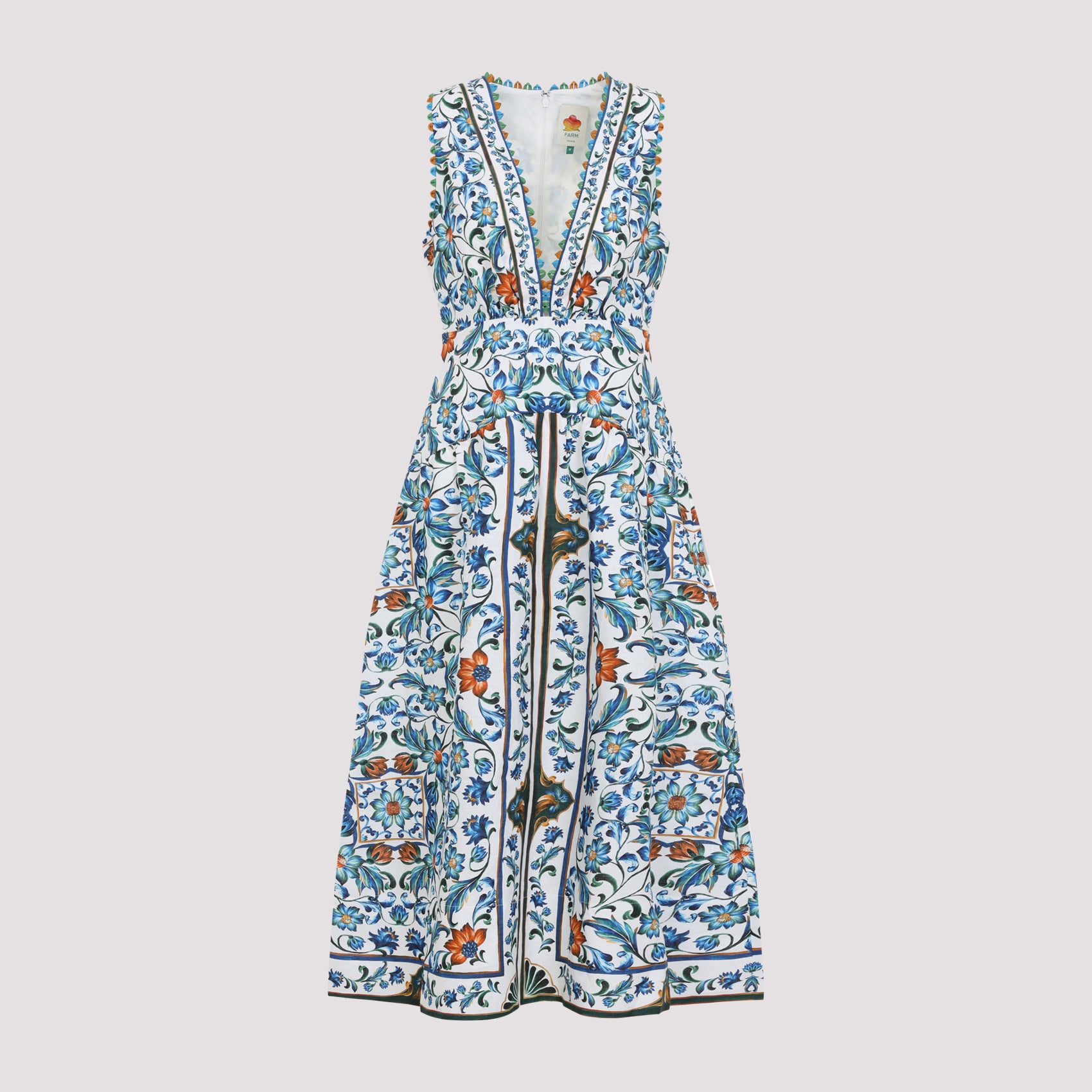 Linen Midi Dress Multicolour Cotton
