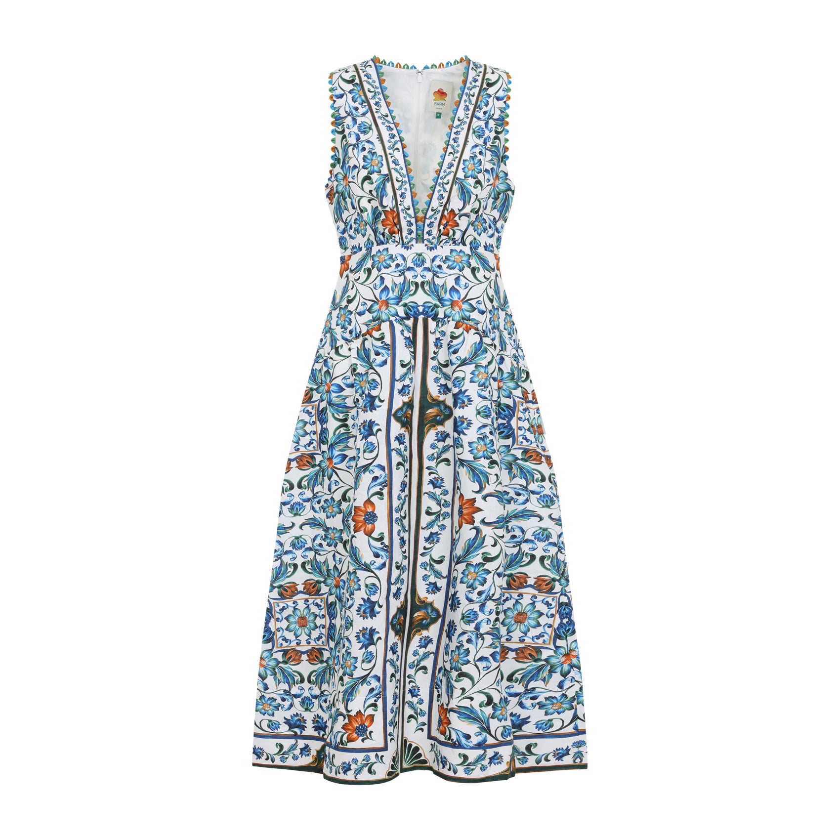 Linen Midi Dress Multicolour Cotton
