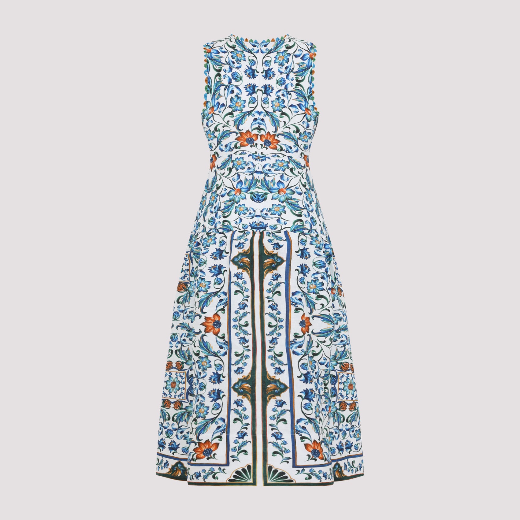 Linen Midi Dress Multicolour Cotton
