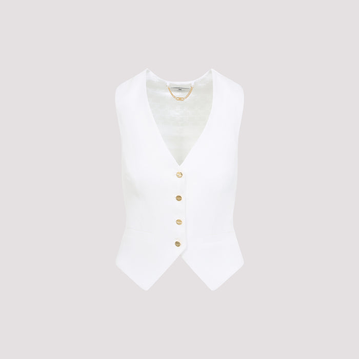 Linen Gilet White Viscose Elastane