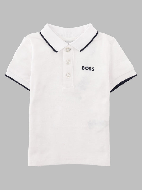 Polo Shirt With Stripe Trim White Cotton T-shirts And Polos