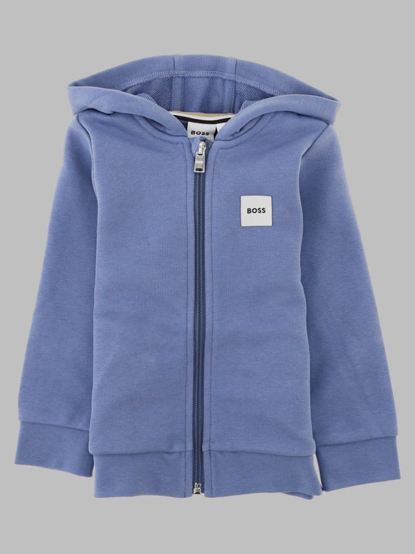 Full-Zip Hoodie Blue Cotton Sweater
