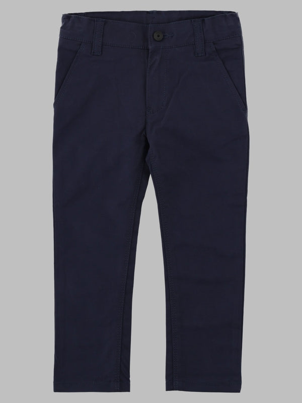 Trousers With Adjustable Waist Blue Cotton