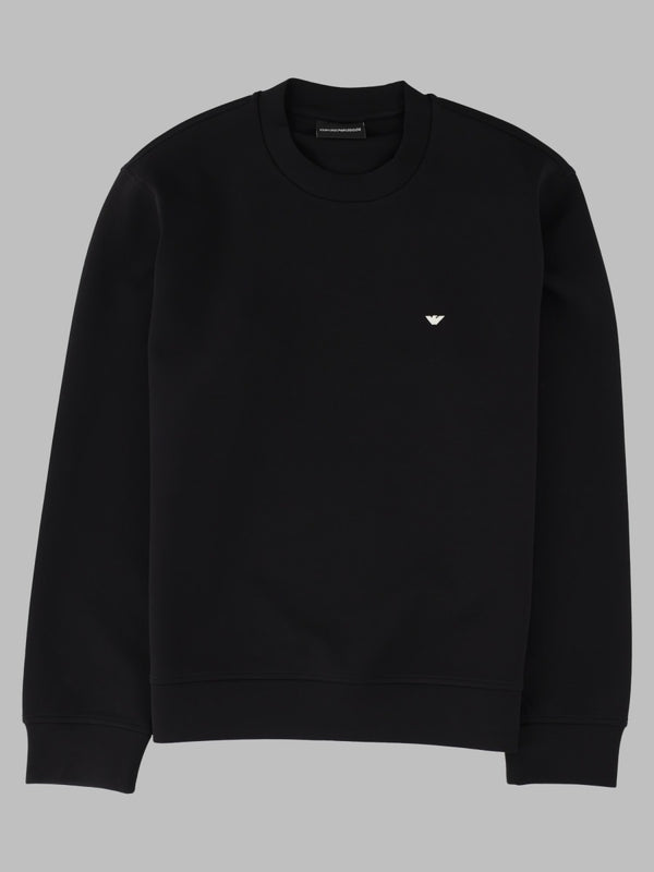 Sweatshirt With Logo Double Jersey Black Cotton Sweater