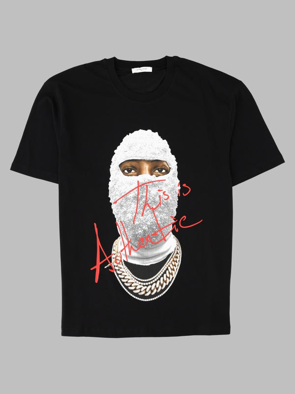 T-Shirt Authentic Print Black Cotton T-shirts And Polos
