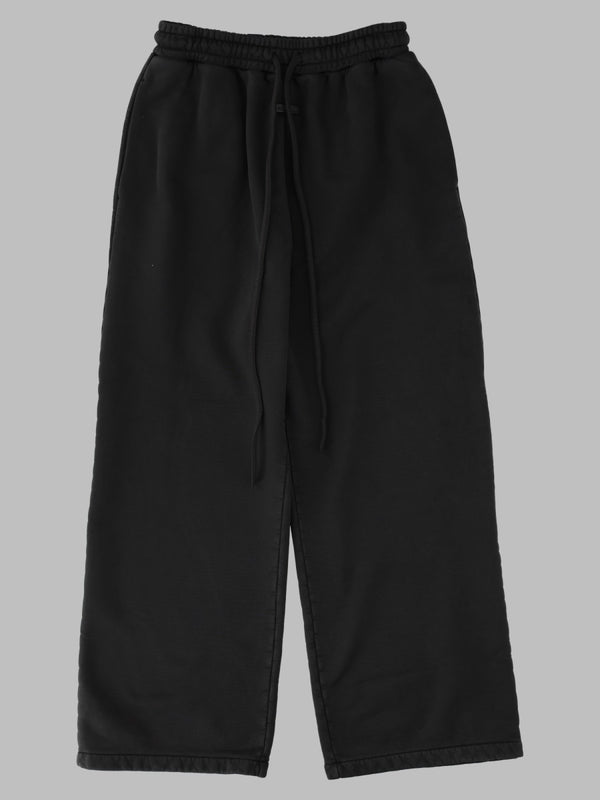 Wide-Leg Cotton Drawstring Trousers Black