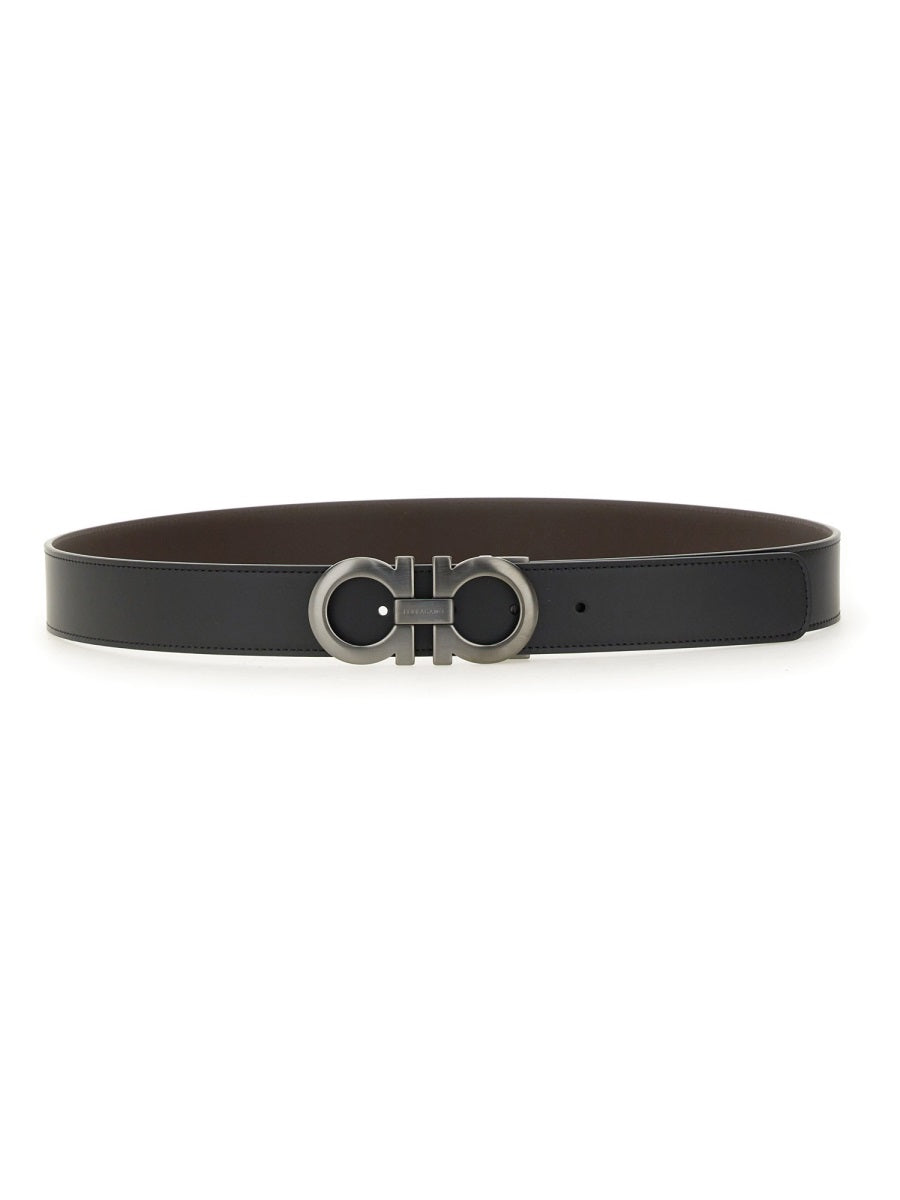 Belt Gancini Reversible Leather Black Calf