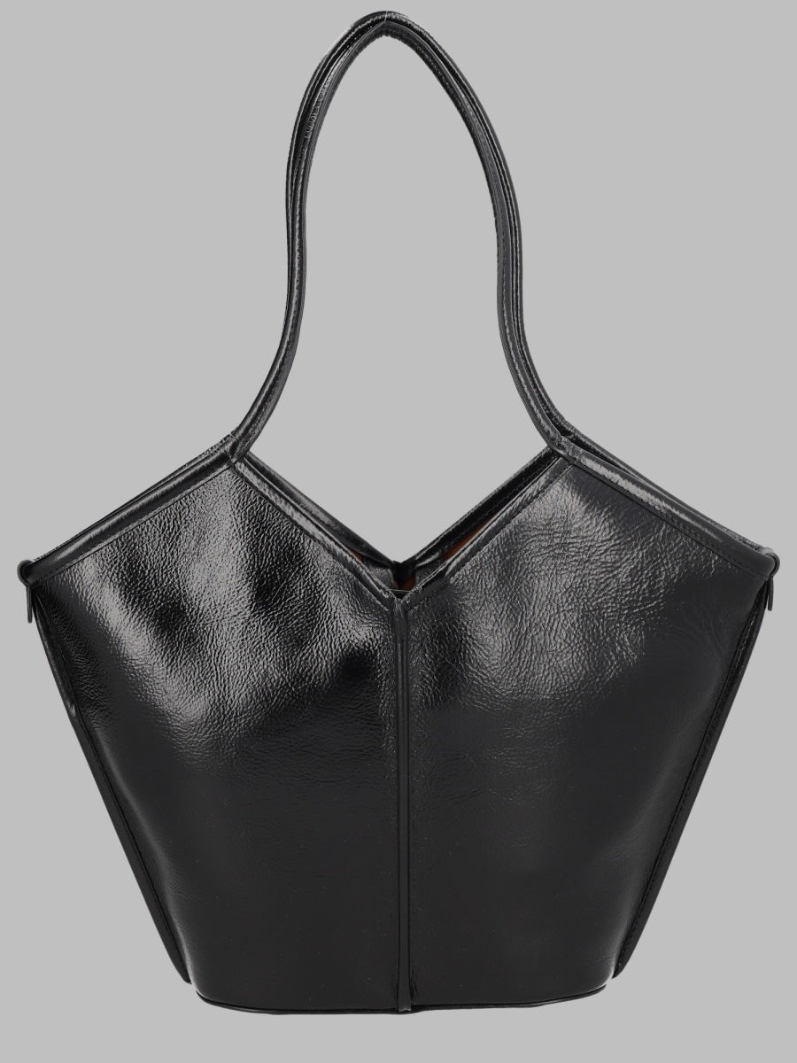 Tote Bag Calella Black Leather Calf Hand