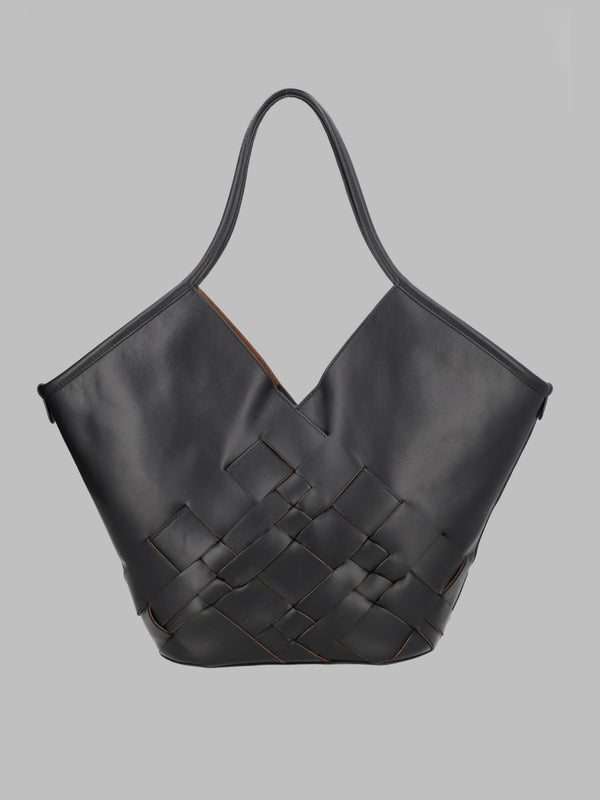 Leather Tote Bag Coloma Black Calf Hand