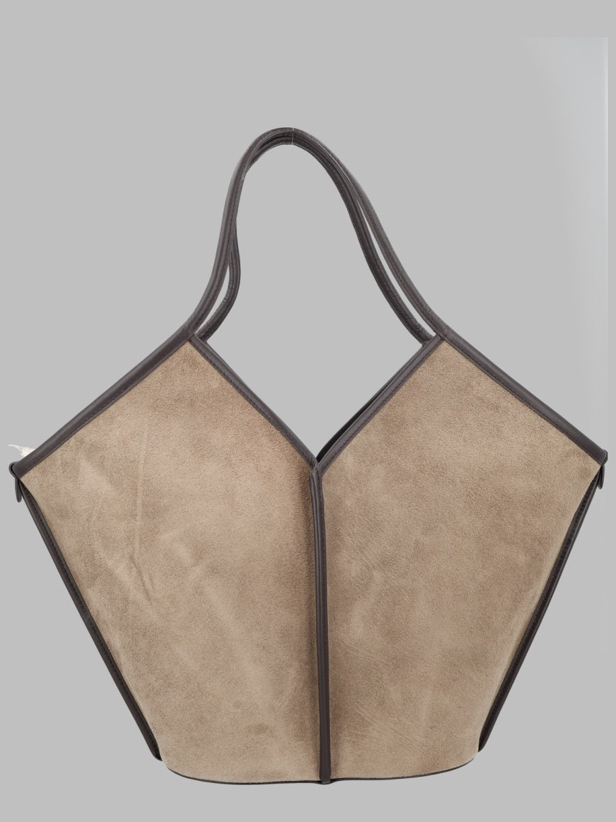 Tote Bag Calella Grey Suede Leather Calf Hand