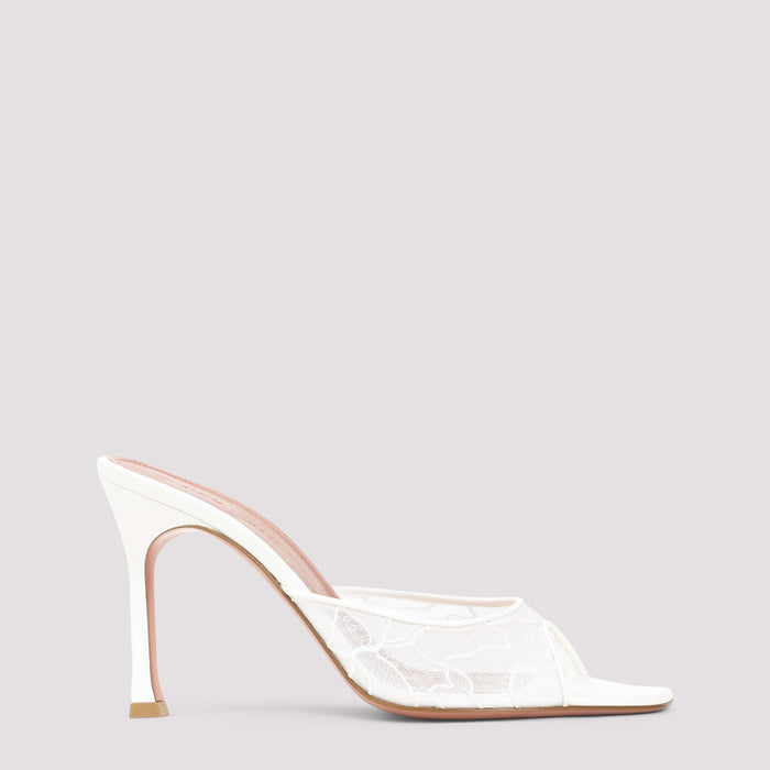 Alexa Lace 95 Slippers White Leather Mesh