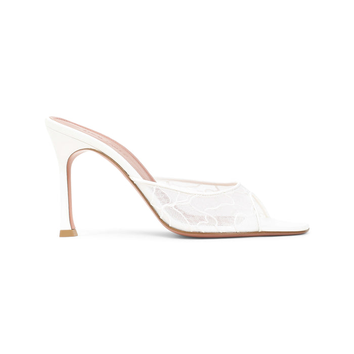 Alexa Lace 95 Slippers White Leather Mesh