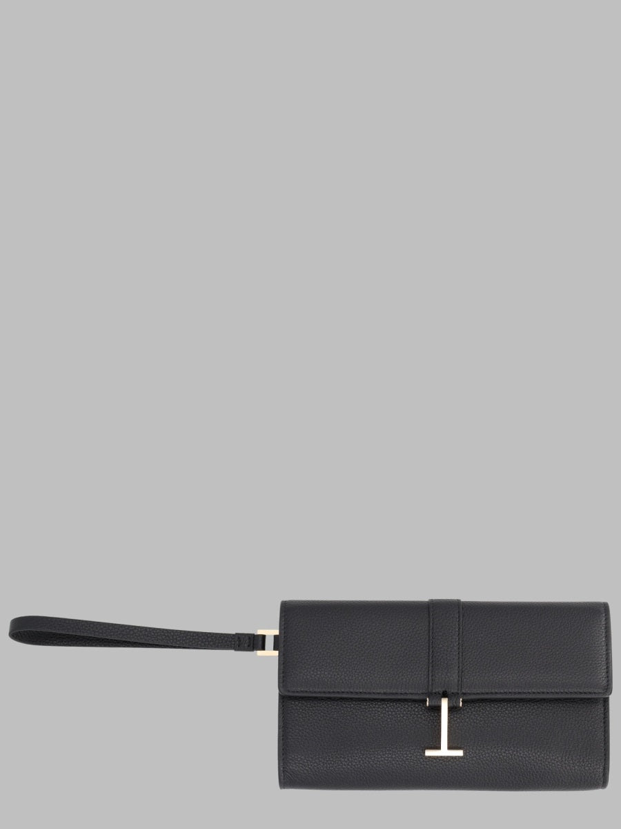 Leather Wristlet Pouch Black Calf Wallets & Purses