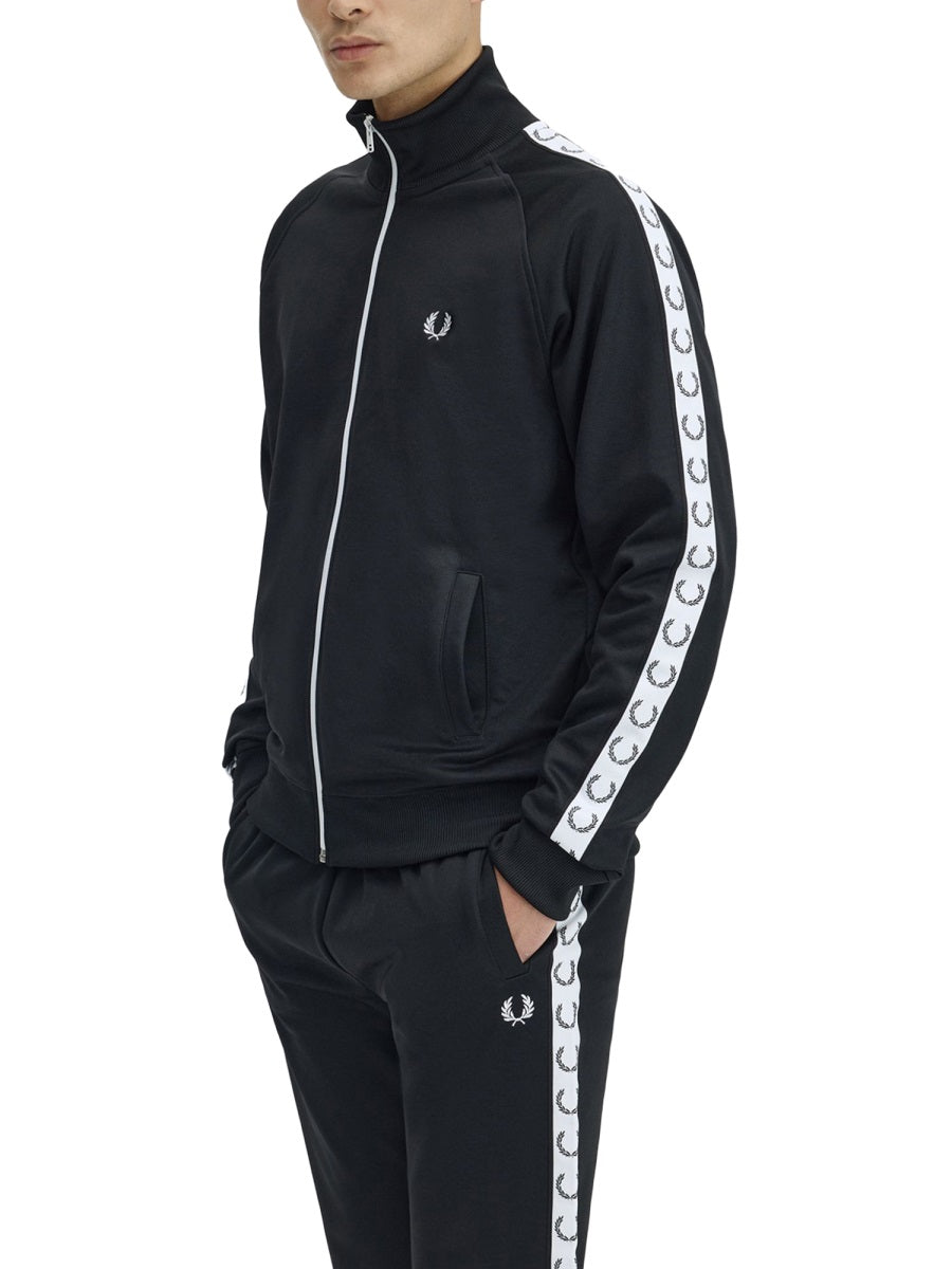 Tracksuit Zip-Up Sweatshirt With Logo Black Polyester Sweater