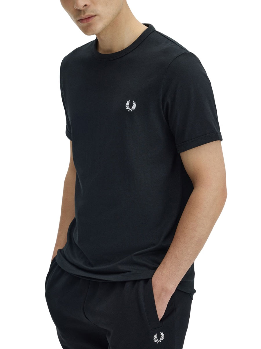 T-Shirt With Logo Black Cotton T-shirts And Polos