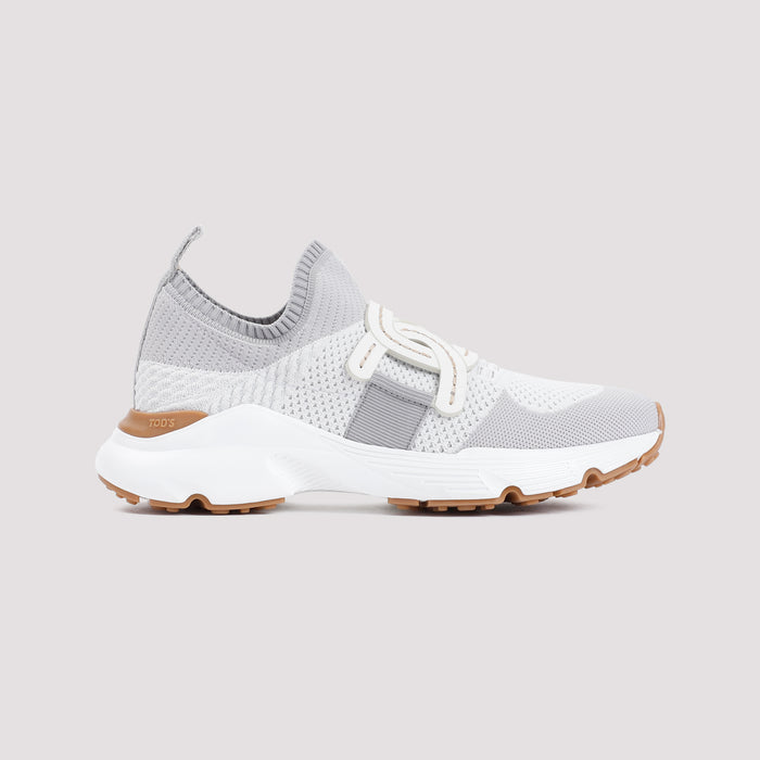 Kate Knitted Sneakers White Textile Leather Rubber Shoe