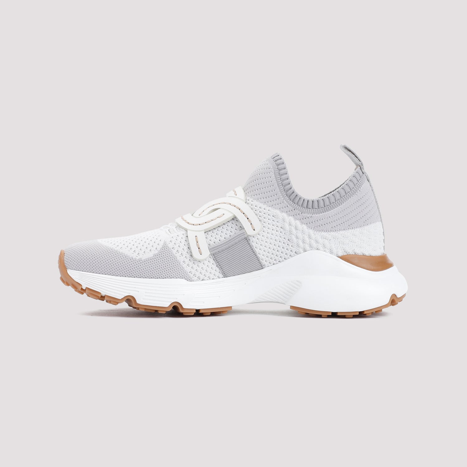 Kate Knitted Sneakers White Textile Leather Rubber Shoe