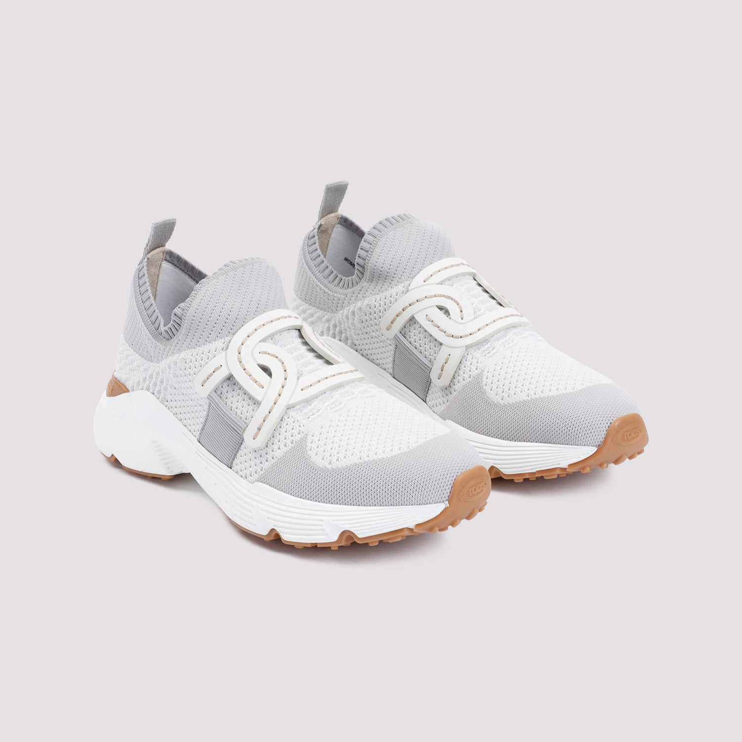 Kate Knitted Sneakers White Textile Leather Rubber Shoe