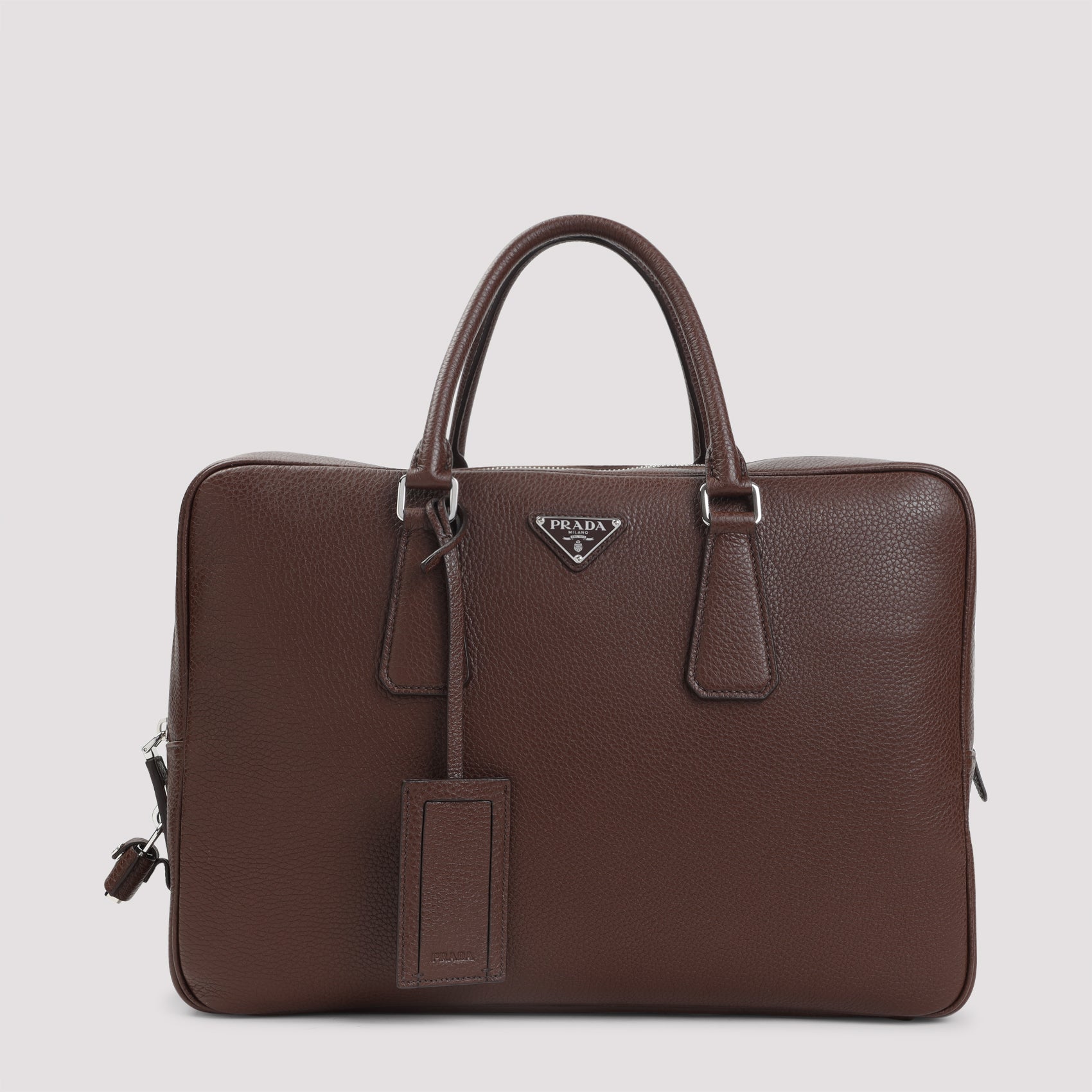 Grained Leather Tote Bag Brown Calf