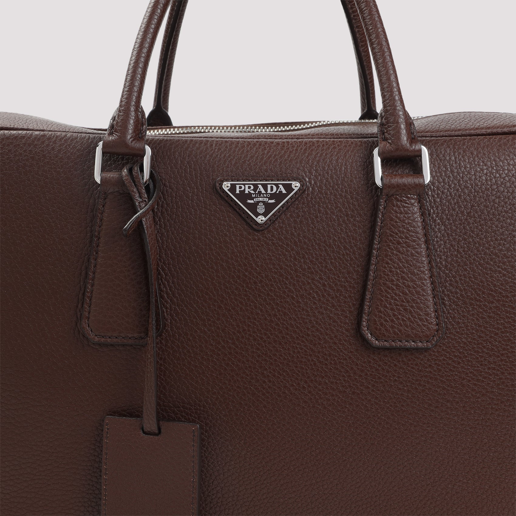 Grained Leather Tote Bag Brown Calf