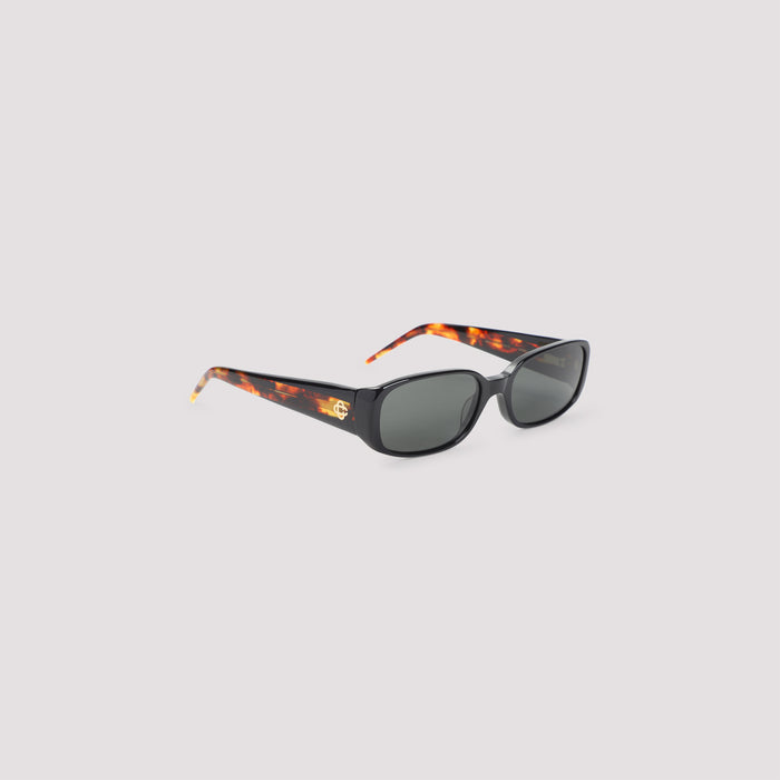 Oval Stripe Acetate Sunglasses Black Glasses