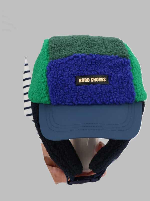 Chapka Block Sheepskin-Effect Blue Polyester Hat