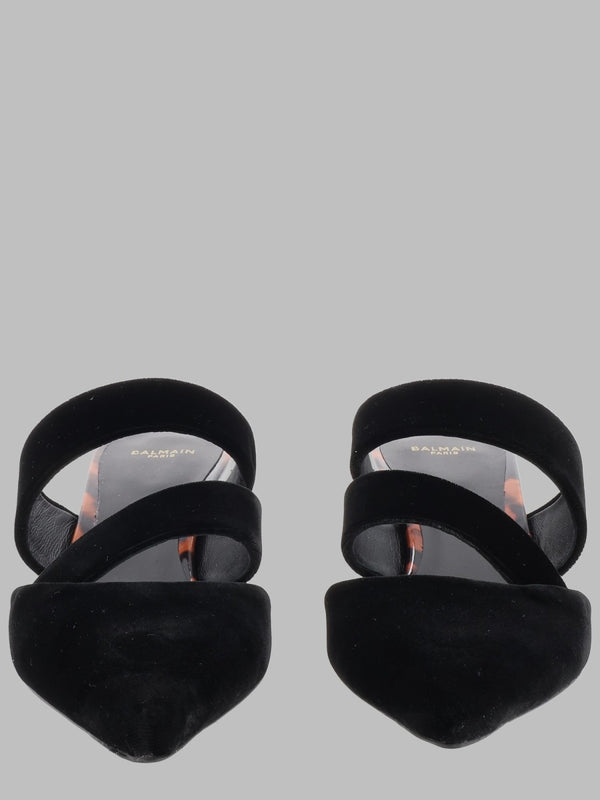 Heeled Leather Mules Black