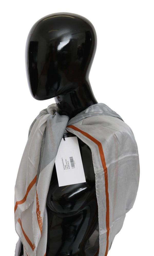 Costume National 100% Silk scarf in gray