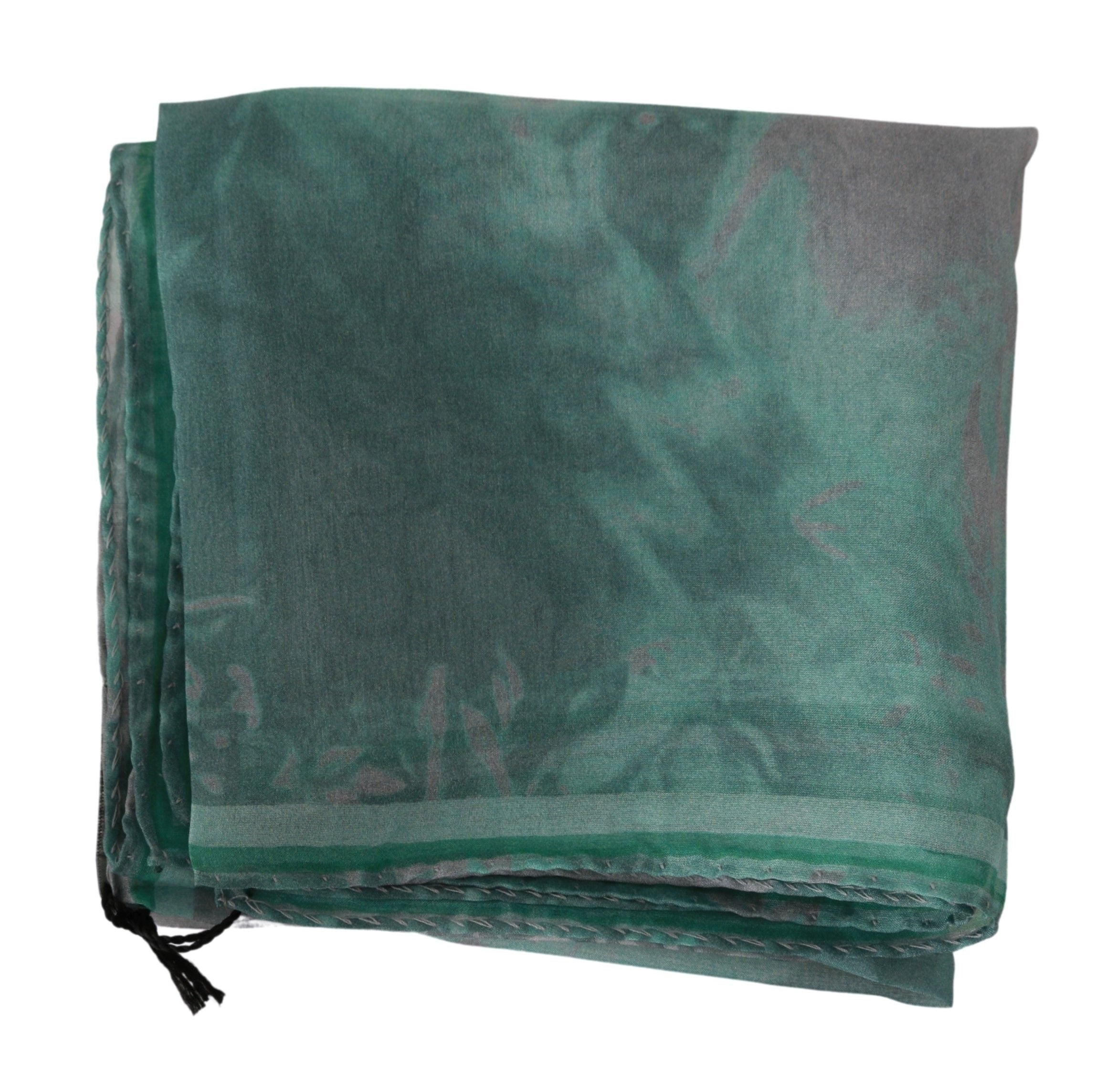 Costume National 100% Silk scarf in green — view 3