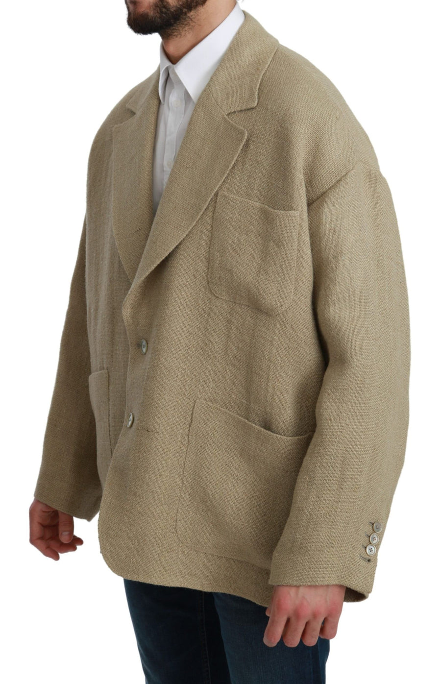 Dolce & Gabbana 100% Jute (outer); 100% Silk (lining) blazer in beige