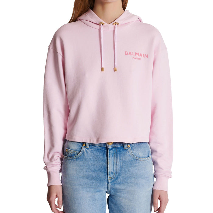 Flocked Paris Sweatshirt Pink Cotton