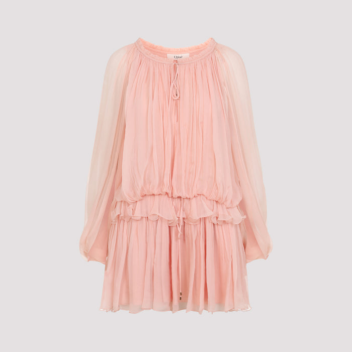 Silk Mini Dress Nude & Neutrals