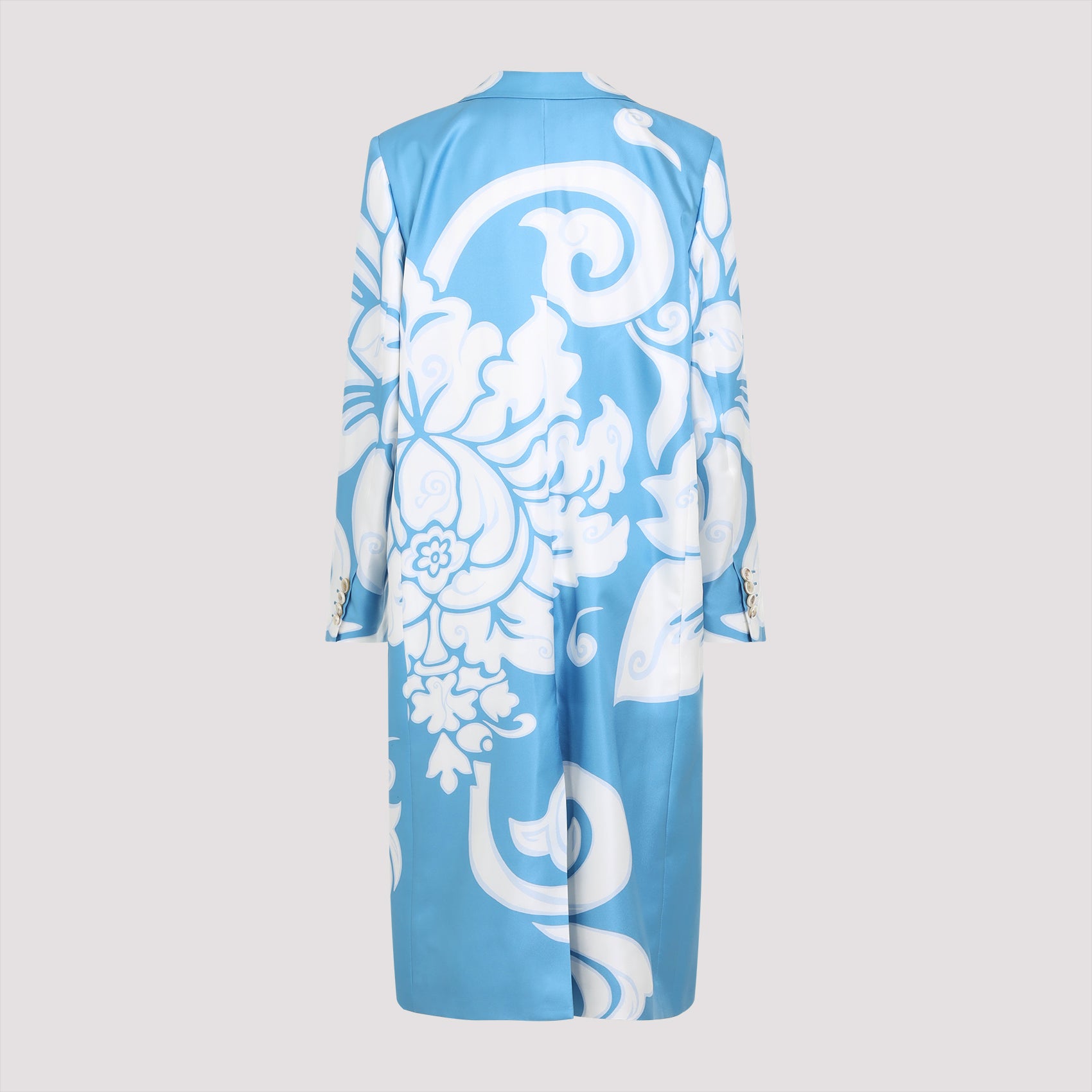 Printed Caban Blue Silk Coat