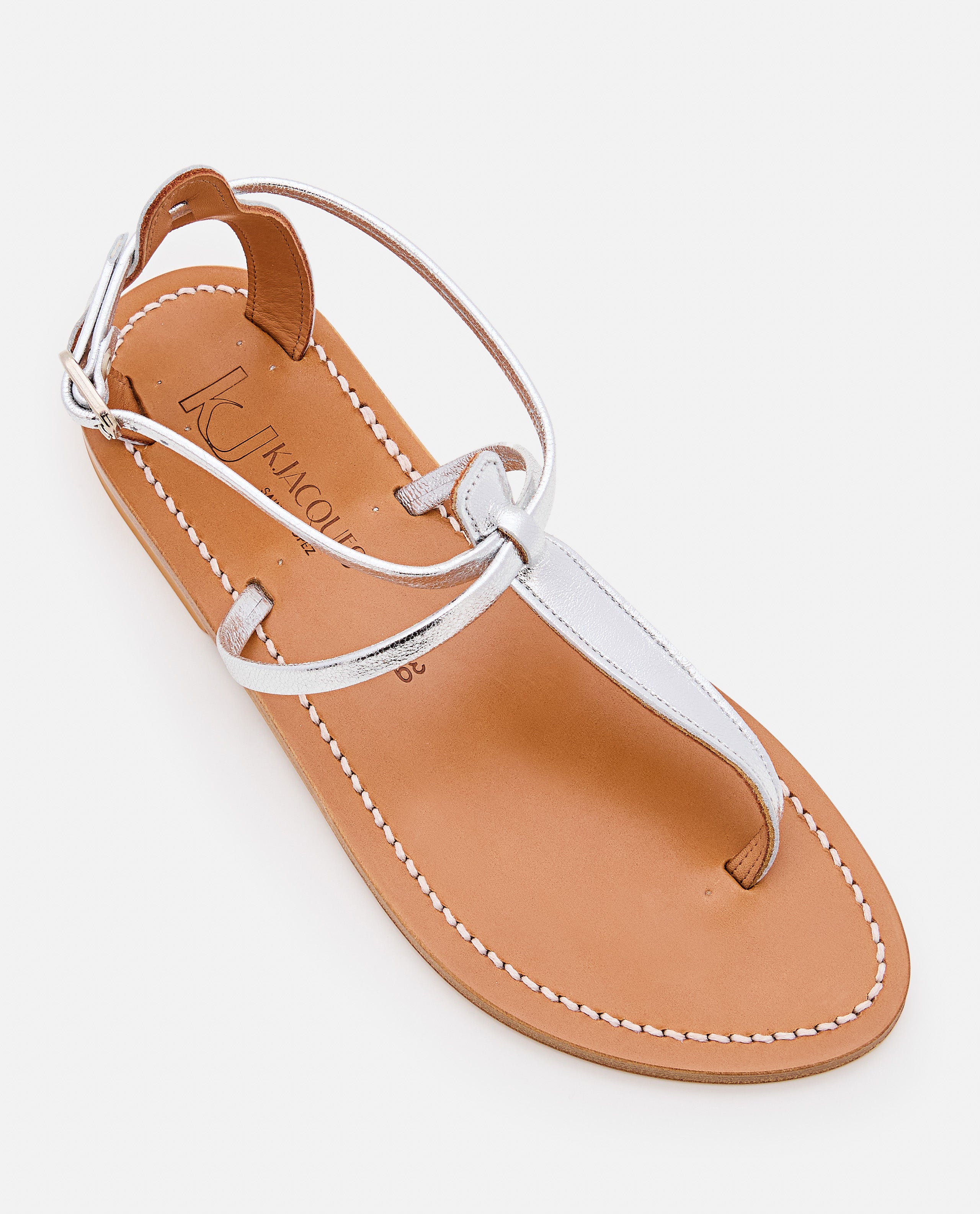 K Jacques St Tropez Sandals Silver Leather