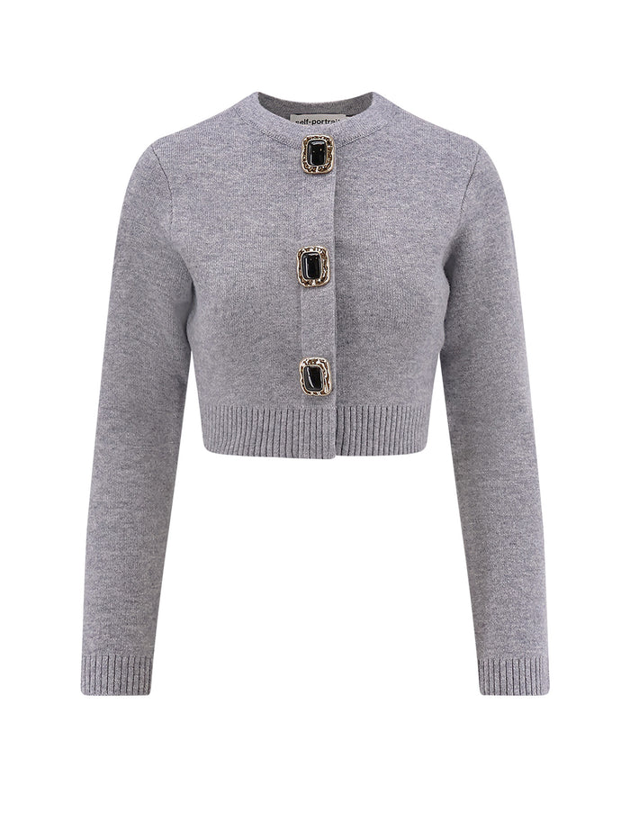 Self Portrait Sweaters Grey Lana Poliammide Elastan